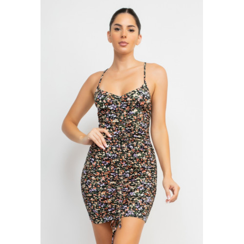Ruched Floral Cami Dress