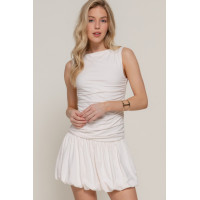 Sleeveless Boat Neck Voluminous Mini Dress