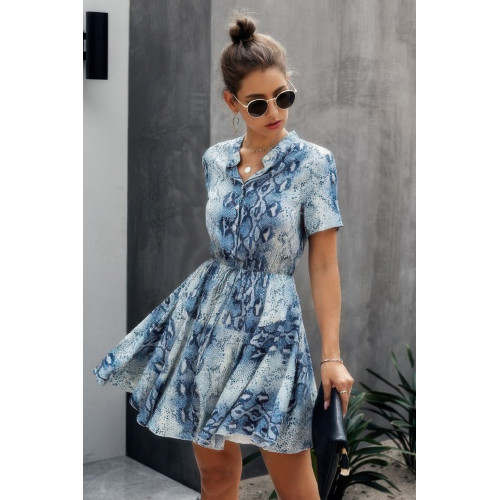 Animal Drawstring Waist Shirt Dress