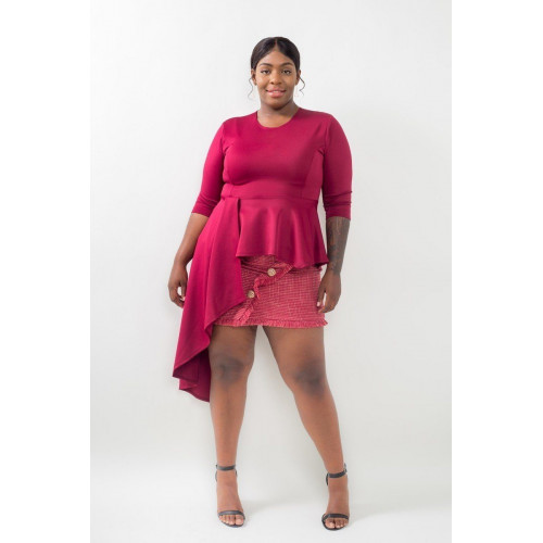 Plus Size Asymmetrical Plume Blouse