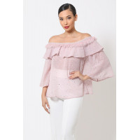 Polka Dot Sheer Off Shoulder Top