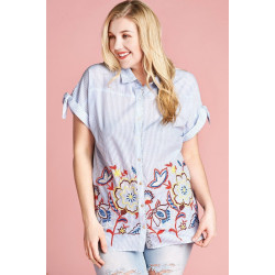 Striped Buttoned Down Collared Blouse