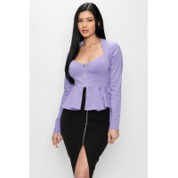 Long Sleeve Ruffle Zip-up Jacket