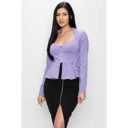 Long Sleeve Ruffle Zip-up Jacket
