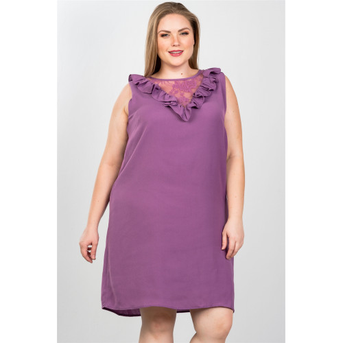 Plus Size Lace Insert Shift Midi Dress