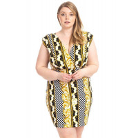 Plus Size Boarder Print  V-neck Bodycon Dress