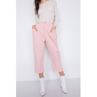 Pastel Chic Solid Ankle Wide Leg Adjustable Snap Waist Pants