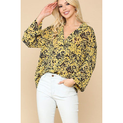 Animal Print Button Down Lapel Collar Shirt With Chest Pocket