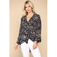 Animal Print Button Down Lapel Collar Shirt With Chest Pocket