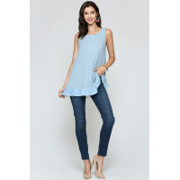 Sleeveless Back Lace Ruffle Detail Tank Top