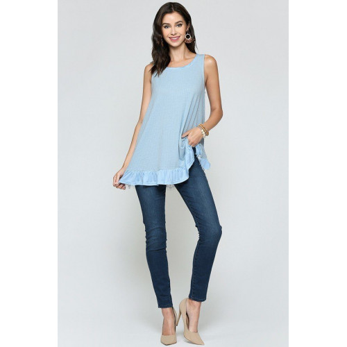 Sleeveless Back Lace Ruffle Detail Tank Top