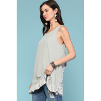 Sleeveless Back Lace Ruffle Detail Tank Top