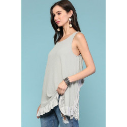 Sleeveless Back Lace Ruffle Detail Tank Top
