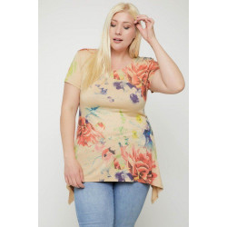 Multi-colored Watercolor Flower Print Tunic