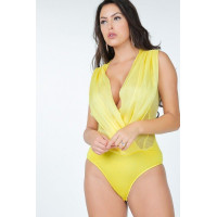 Pleated Overlap Front Bodysuit