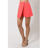 Double Layer Detailed Fashion Shorts With Gold Buckle On The Side