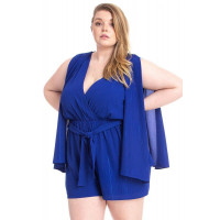Shimmer Fabric Draped Open Sleeve Romper