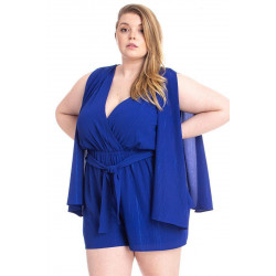 Shimmer Fabric Draped Open Sleeve Romper