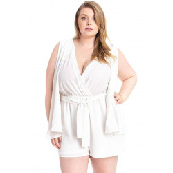 Shimmer Fabric Draped Open Sleeve Romper