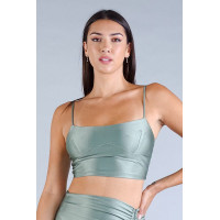 Sexy Spaghetti Strap Darted Under Bust Crop Top