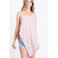 Solid Knit Top Is Fearing A Round Neckline And Side Hi-low