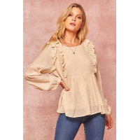 A Semi-sheer Striped Woven Top