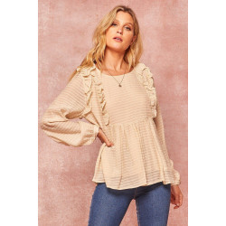 A Semi-sheer Striped Woven Top
