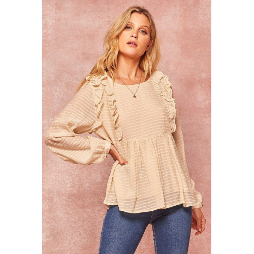 A Semi-sheer Striped Woven Top