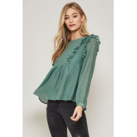 A Semi-sheer Striped Woven Top
