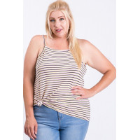 Sleeveless Multi Color Rib Fabric Tank Top