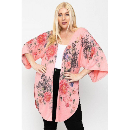 Floral Print, Long Body Cardigan