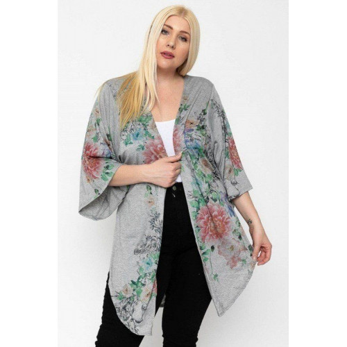 Floral Print, Long Body Cardigan