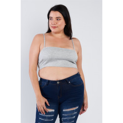 Plus Size Open Stripe Back Cami Strap Athletic Lounge Bra