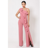 One Shoulder Ruffle Jumpsuit