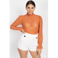 Ruffle Mock Neck Lace Top