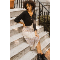 A Floral-print Woven Midi Skirt