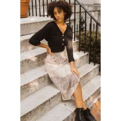 A Floral-print Woven Midi Skirt