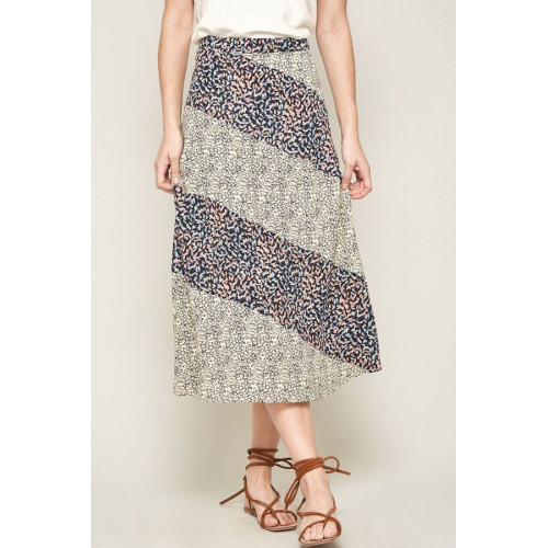 A Floral-print Woven Midi Skirt