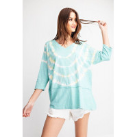 3/4 Sleeves Special Washed Boxy Cotton Slub Top
