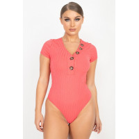 Button V-neck Bodysuit