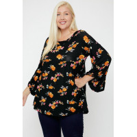 Floral, Bubble Sleeve Tunic