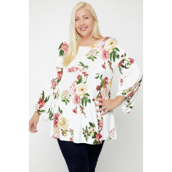 Floral, Bubble Sleeve Tunic