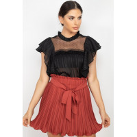 Short Sleeve Ruffle Shadow Top