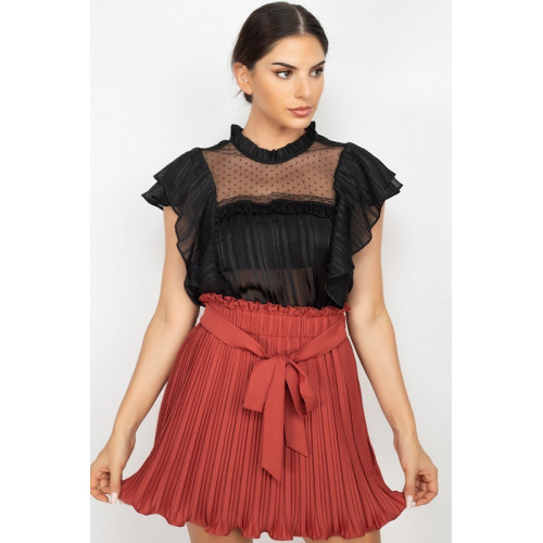 Short Sleeve Ruffle Shadow Top
