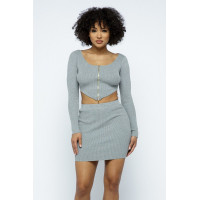 2 Way Zipper Mini Skirt Set