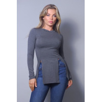 Sleek & Chic Fall Long Sleeve Slitted Top