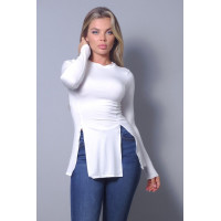 Sleek & Chic Fall Long Sleeve Slitted Top