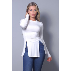 Sleek & Chic Fall Long Sleeve Slitted Top