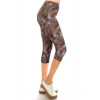 Printed, High Waisted, Capri Leggings With An Elasticized Waist Band