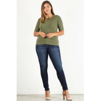 Plus Size Solid Print Fitted Top